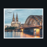 Vintag Köln Deutschland Reiseroute Postkarte<br><div class="desc">Vintag,  Retro,  Reisen,  modern,  Aquarell,  Köln,  Deutschland,  Tourismus, </div>
