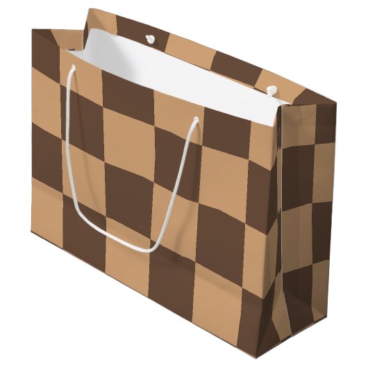 Vintag kontrolliert in Warm Browns Große Geschenktüte (Vorderseite Schrägansicht)