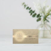 Vintag, Kraft, Gold Confetti, Lotus Visitenkarte (Stehend Vorderseite)