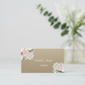 Vintag, Kraft, Spitze, Aquarellfarben, Blume Visitenkarte (Stehend Vorderseite)