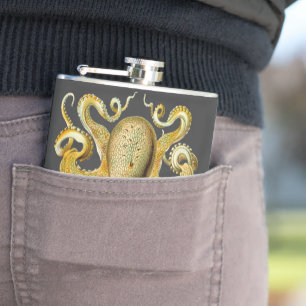 Vintag Kraken, Octopus Gamochonia, Ernst Haeckel Flachmann