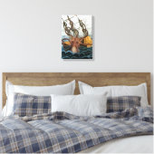 VINTAG KRAKEN PRINT LEINWANDDRUCK (Insitu (Schlafzimmer))