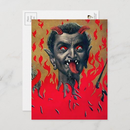 Vintag Krampus Devil Head Postkarte (Vorne/Hinten)