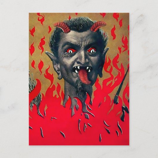 Vintag Krampus Devil Head Postkarte (Vorderseite)