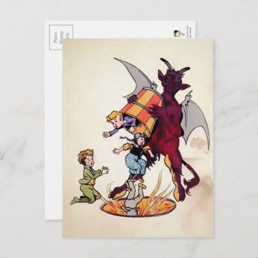 Vintag Krampus Devil Postkarte (Vorne/Hinten)