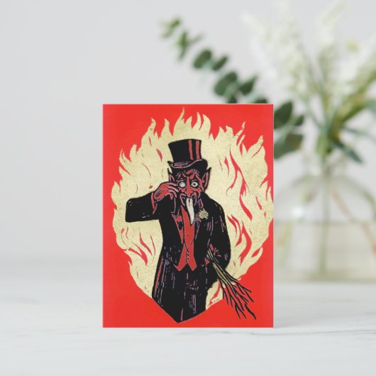 Vintag Krampus Devil Postkarte (Stehend Vorderseite)