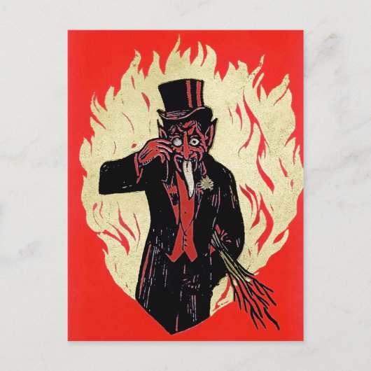 Vintag Krampus Devil Postkarte (Vorderseite)