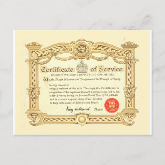 Vintag, Kriegsdienstzertifikat, 2. Weltkrieg 1945 Postkarte