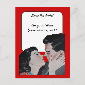 Vintag Kuss Save the Date Ankündigungspostkarte