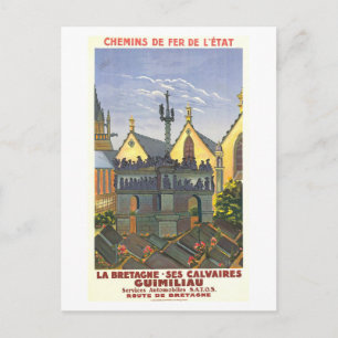 Vintag La Bretagne, Frankreich, Travel Poster Postkarte