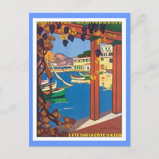 Vintag La Cote D'azur Postkarte (Vorderseite)