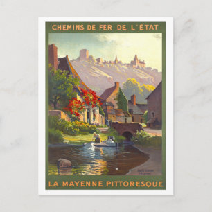 Vintag La Mayenne (Frankreich) Reiseplakat Postkarte