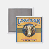 Vintag Label Longhorn Steer Texas Kühlschrankmagne Magnet (Vorderseite/Rückseite)