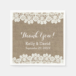 Vintag Lace & Burlap Rustic Wedding Vielen Dank Serviette