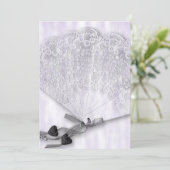 Vintag Lace Fan Wedding Einladung (Stehend Vorderseite)
