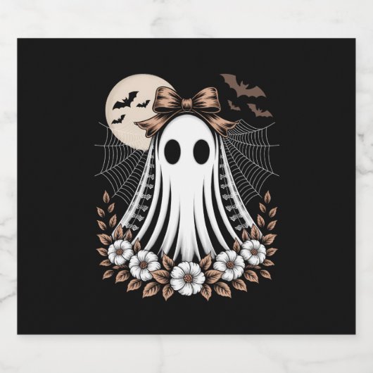 Vintag Lace Ghost Halloween Schaumweinetikett (Einzelnes Label)