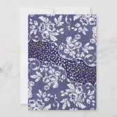 Vintag Lace Gold Confetti Lights Navy Hochzeit Einladung (Rückseite)