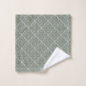 VINTAG LACE GRID GREEN BATH TOWEL SET (Waschlappen)