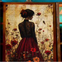 Vintag Lace Lady Decoupage