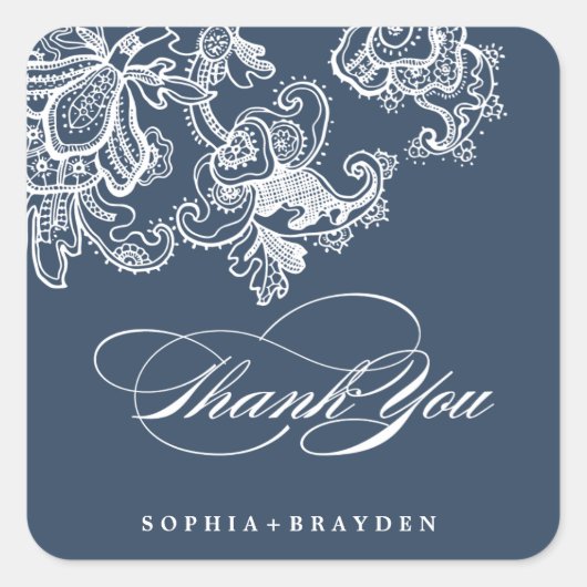 VINTAG LACE WEDD danke Ihnen Aufkleber Siegel (Vorderseite)