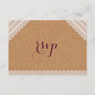 Vintag Lace Wine Cork Wedding RSVP