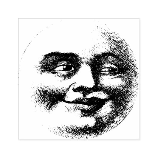 Vintag lächelnd Mondgesicht Gummistempel (Prägung)