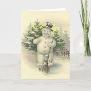 Vintag Lächelnde Snowman Card Feiertagskarte