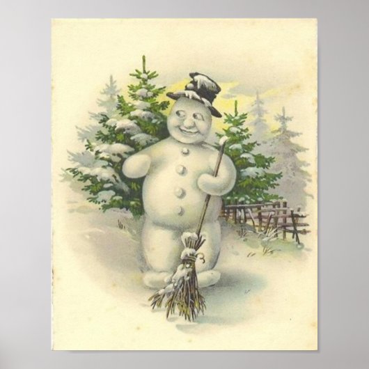 Vintag Lächelnde Snowman Card Poster (Vorne)