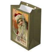 Vintag lächelnder Santa Personalisiert Mittlere Geschenktüte (Vorderseite Schrägansicht)