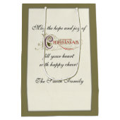 Vintag lächelnder Santa Personalisiert Mittlere Geschenktüte (Rückseite)