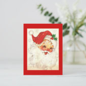 Vintag lächelnder Weihnachtsmann Feiertagspostkarte (Stehend Vorderseite)