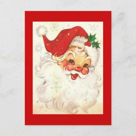Vintag lächelnder Weihnachtsmann Feiertagspostkarte (Vorderseite)