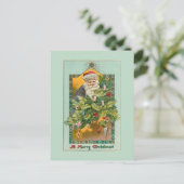 Vintag lächelnder Weihnachtsmann, Weihnachtsbaum u Postkarte (Stehend Vorderseite)