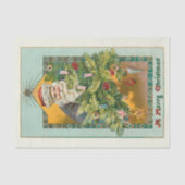 Vintag lächelnder Weihnachtsmann, Weihnachtsbaum u Seidenpapier (Vorderseite)