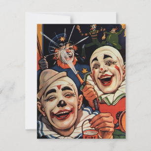 Vintag Lachen Circus Clowns Geburtstagsparty Einladung