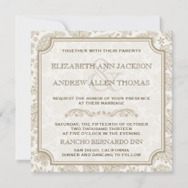 Vintag Lacy Blätter Hochzeit im Herbst Einladung