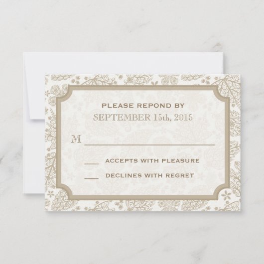 Vintag Lacy-Blätter Hochzeit im Herbst R.S.V.P.-Ka RSVP Karte (Vorderseite)