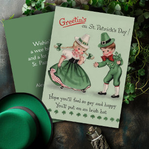 Vintag Lad & Lass Custom Retro St Patrick's Day Feiertagskarte