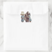 Vintag Lady Kissing Sasquatch Quadratischer Aufkleber (Tasche)