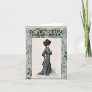 Vintag Ladys Fashion Design Illustration Karte