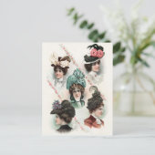 Vintag Ladys Fashion Viktorianisch Hats Postkarte (Stehend Vorderseite)