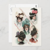 Vintag Ladys Fashion Viktorianisch Hats Postkarte (Vorne/Hinten)