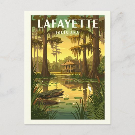 Vintag Lafayette Louisiana Postkarte (Vorderseite)