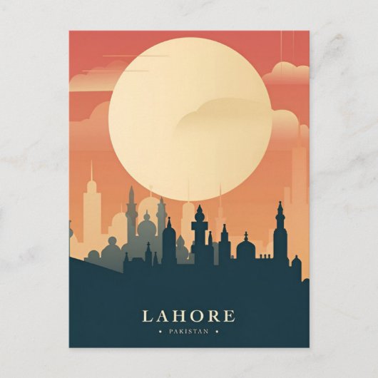 Vintag Lahore Pakistan Badshahi Travel Aquarell Postkarte (Vorderseite)