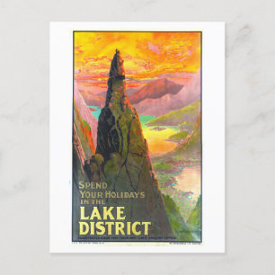 Vintag Lake District UK Travel Poster Postkarte
