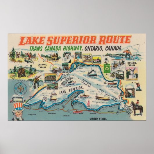 Vintag Lake Superior Ontario Kanada Reisen Poster (Vorne)