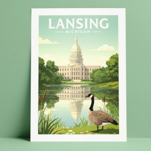 Vintag Lansing Michigan Postkarte