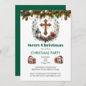 Vintag Lantern Cross Weihnachten Einladung (Vorne/Hinten)