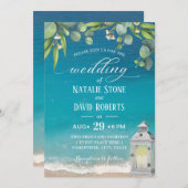 Vintag Lantern Elegante Foliage Beach Hochzeit Einladung (Vorne/Hinten)