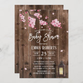 Vintag Lantern Pink Blütendusche Einladung (Vorne/Hinten)